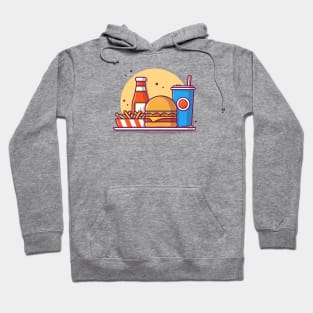 Burger With French Fries And Soda Cartoon Vector Icon Illustration Hoodie